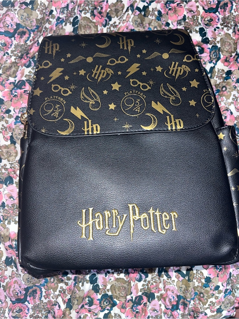Primark Harry Potter Black Backpack with Gold Accents